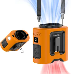Socool 14500mAh Portable Waist Fan Clip on Belt 360 Rotation Wearable Rechargeable Personal Shirt Fan, 67H Cooling 5-Speed Battery Operated with Light, Neck Fan Hands-Free for Outdoor Jobsite Camping Waist-mounted portable fan for outdoor use