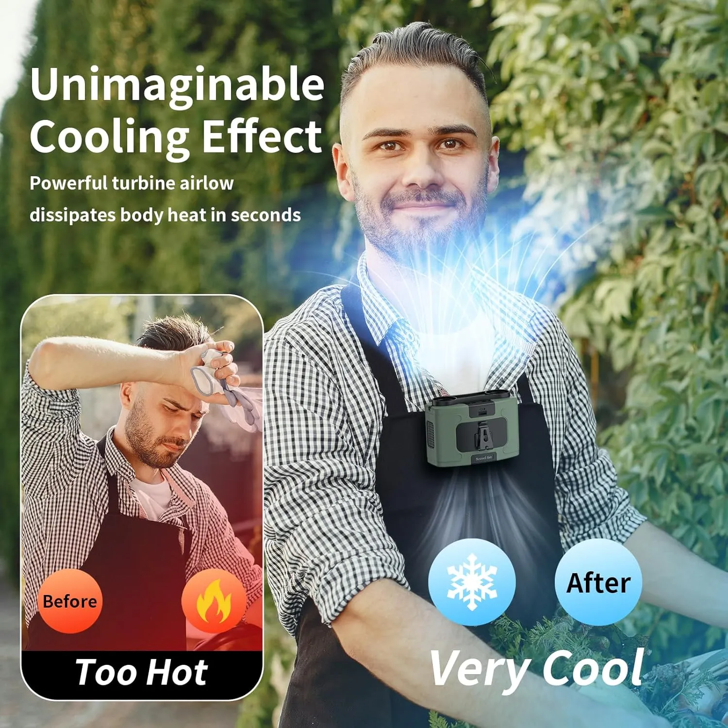 Socool 20000mAh Portable Waist Fan Clip on Wearable Belt Personal Fans Rechargeable Battery Operated, 40H Cooling Fan with 10 Speeds & Dual Motors, Neck Fans Hanging Hands-Free for Outdoor Travel