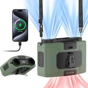 Socool 20000mAh Portable Waist Fan Clip on Wearable Belt Personal Fans Rechargeable Battery Operated, 40H Cooling Fan with 10 Speeds & Dual Motors, Neck Fans Hanging Hands-Free for Outdoor Travel Waist-mounted portable fan for outdoor use