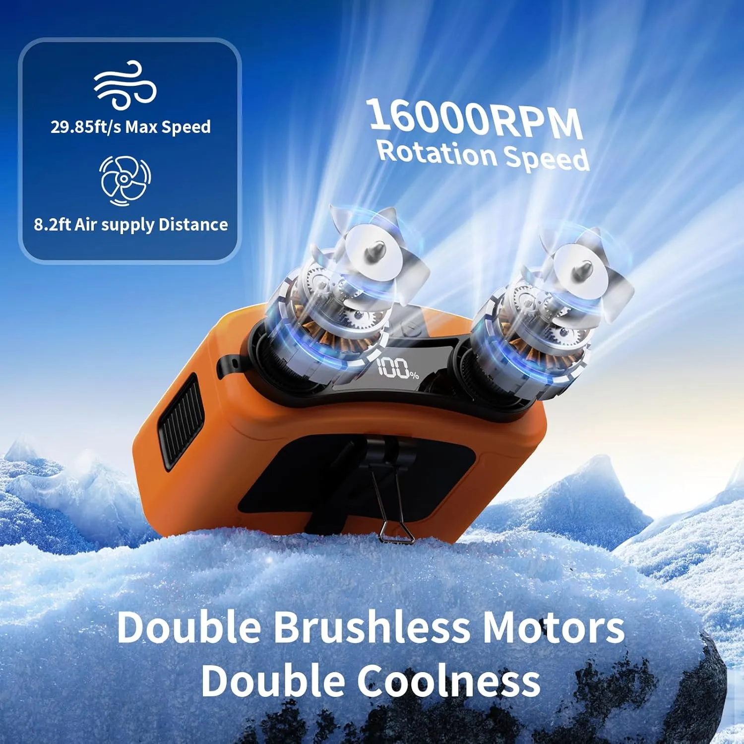 Socool 20000mAh Portable Waist Fan Clip on Wearable Belt Personal Fans Rechargeable Battery Operated, 40H Cooling Fan with 10 Speeds & Dual Motors, Neck Fans Hanging Hands-Free for Outdoor Travel