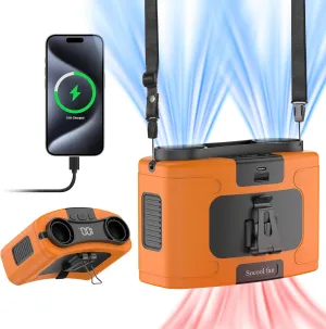 Socool 20000mAh Portable Waist Fan Clip on Wearable Belt Personal Fans Rechargeable Battery Operated, 40H Cooling Fan with 10 Speeds & Dual Motors, Neck Fans Hanging Hands-Free for Outdoor Travel Waist-mounted portable fan for outdoor use
