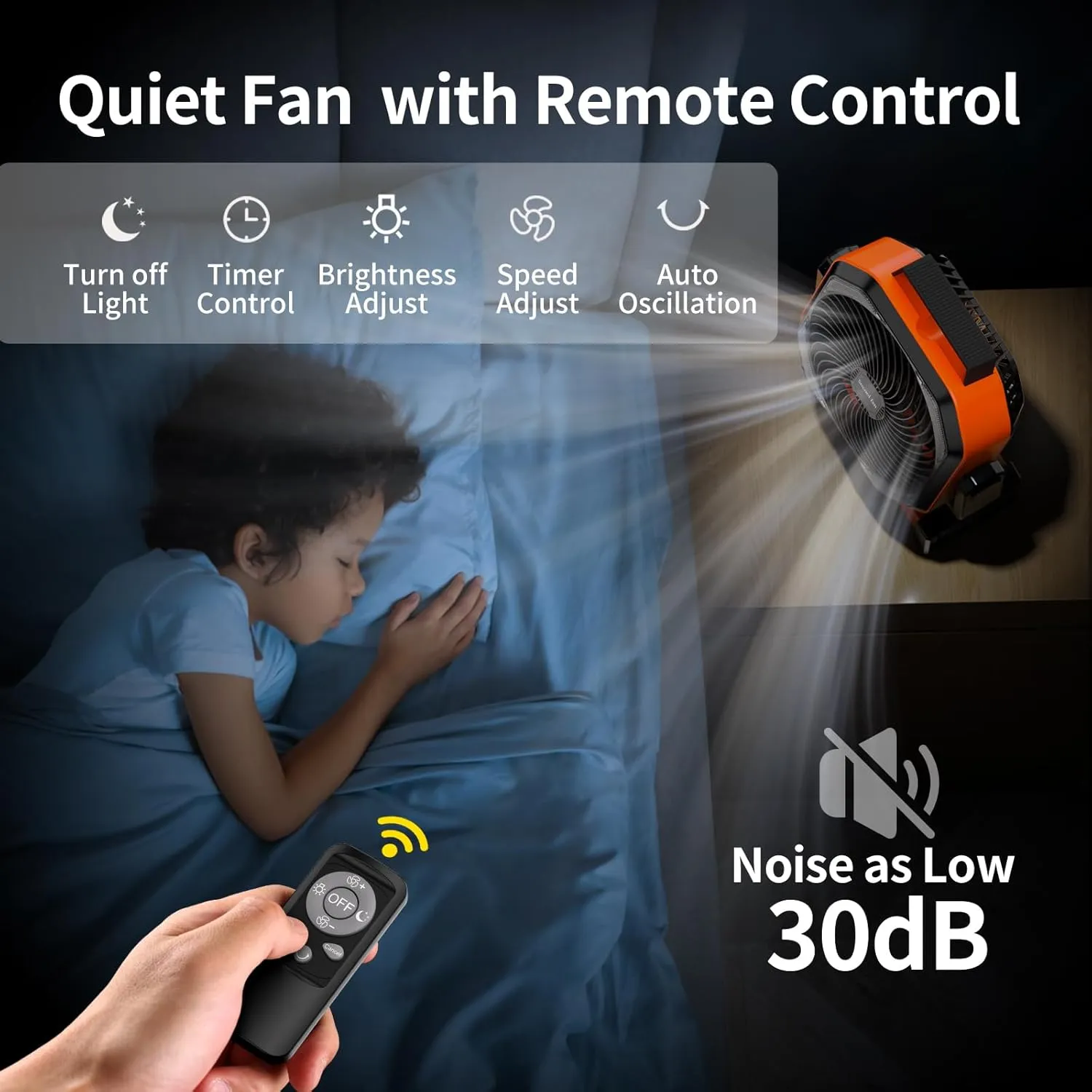 Socool Camping Fan with Light - 20000mAh Rechargeable Battery Fan with Remote, 112Hrs & 8 Speeds, Digital Display, Timer, Auto Oscillation, 270 Pivot & Hook for Outdoor Tent, Hurricane, Power Outage