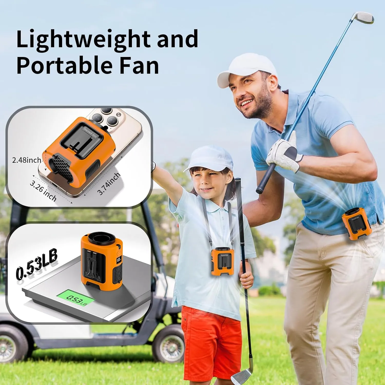 Socool Portable Waist Fan Clip on Wearable Belt, Mini Personal Fans Rechargeable, 4 Speeds 13000RPM, 25H Cooling Shirt Fan Battery Operated, Neck Fan Hanging for Outdoor Camping Travel Jobsite