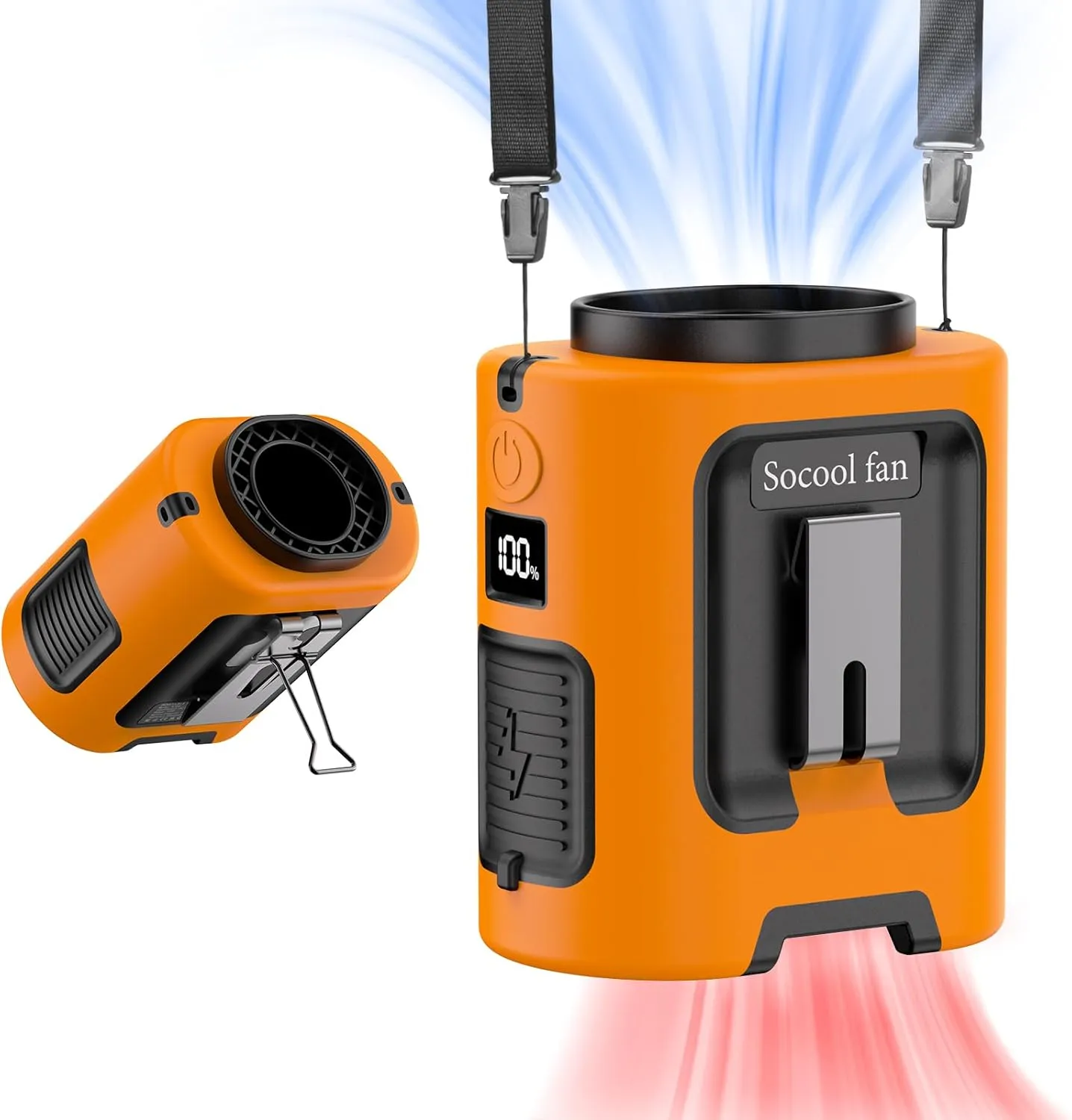 Socool Portable Waist Fan Clip on Wearable Belt, Mini Personal Fans Rechargeable, 4 Speeds 13000RPM, 25H Cooling Shirt Fan Battery Operated, Neck Fan Hanging for Outdoor Camping Travel Jobsite Waist-mounted portable fan for outdoor use