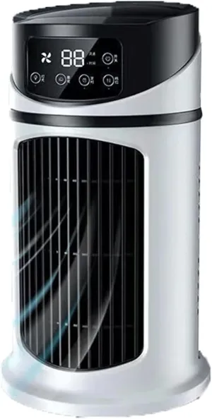 Soft and Comfortable Wind Electric Fan, 6 Speed Settings Tower Fan, Desktop Air Conditioning Fan, mist humidification Fan for Home/Office, 6H Timer Desktop fan with humidification feature
