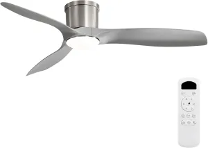 Sofucor 52 Inch Low Profile Ceiling Fans with Lights and Remote, Modern Flush Mount Ceiling Fan with ABS Blades, 6500CFM, Dimmable 6-Speed 3-Timer Reversible DC Motor for Bedroom Living Room, Gray Fan with safety blade design