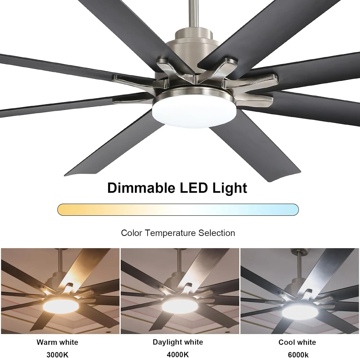 Sofucor 66 Inch Ceiling Fans with Lights, Smart Indoor Outdoor Ceiling Fan with Remote, Work with Alexa/Google, Low Profile Ceiling Fan with Light, Black Large Ceiling Fans Light for Patio, Farmhouse
