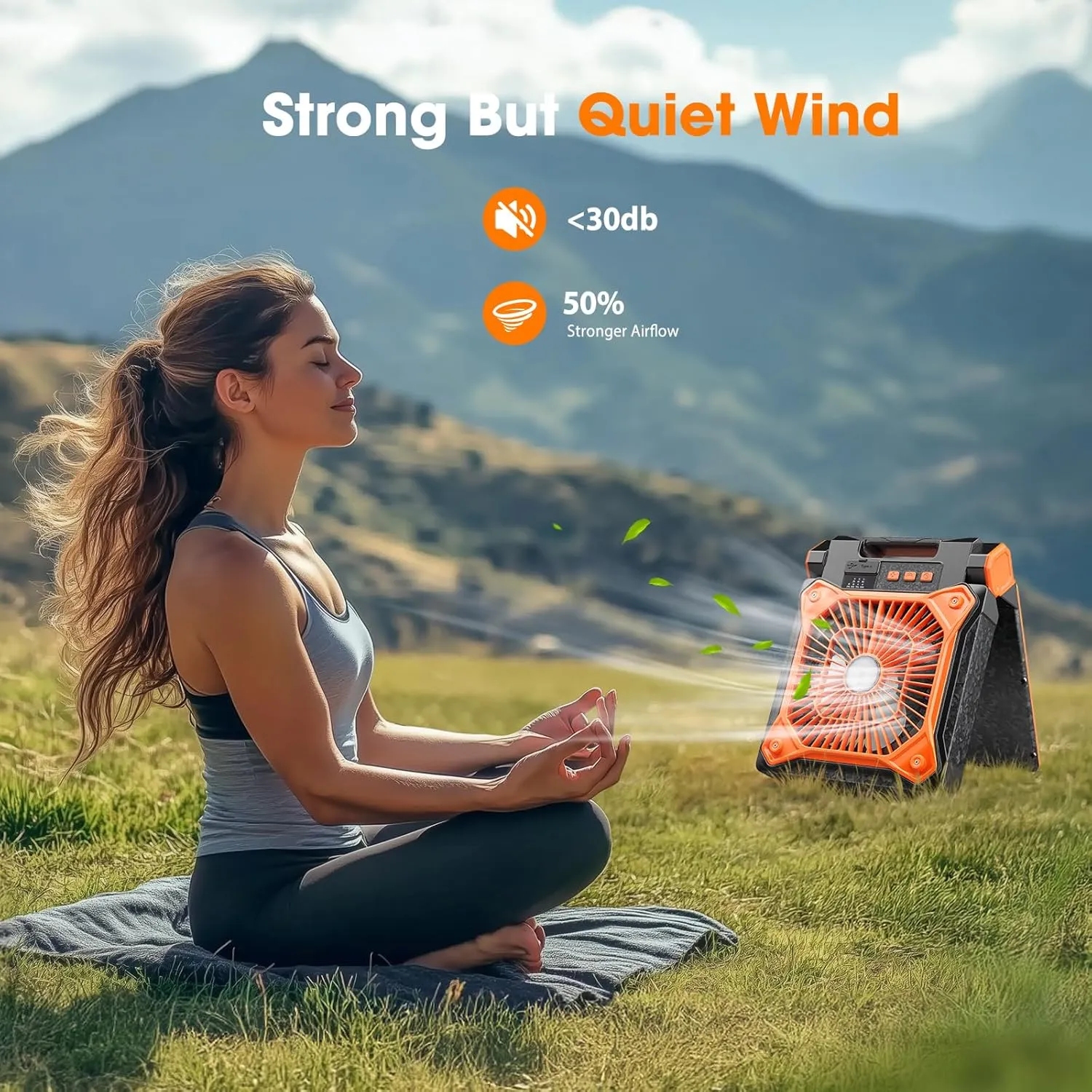 Solar Camping Fan with LED Lantern, 20000mAh Rechargeable Battery Powered with 10W Solar Panel, Quiet Battery Operated Tent Fan for Picnic, Barbecue, Fishing, Travel