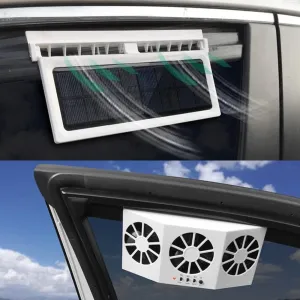 Solar Car Fan 3 Exhaust Ports Car Window Fan Solar Powered Solar Powered Car Fan Car Radiator Peculiar for General Types of Cars (White) Solar-powered car fan for ventilation