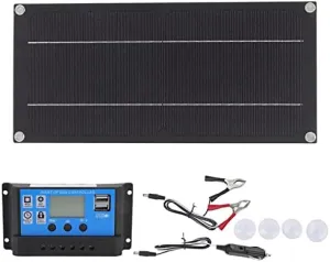 Solar Panel Kit, Portable Solar Charger with Controller Solar Power Station for Boat Car RV Camping Marine Automotive Solar-powered car fan for ventilation