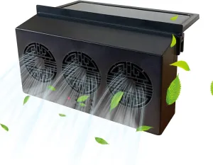 Solar Power Car Exhaust Fan, 3-Fan Auto Ventilation Fan, Black Solar-powered car fan for ventilation