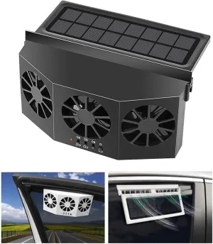 Solar Powered 3 Fan Car Exhaust Fan,Car Radiator Fan, Energy Saving Air Vent Radiator Air Purifiers 2W ABSBlack Solar-powered car fan for ventilation