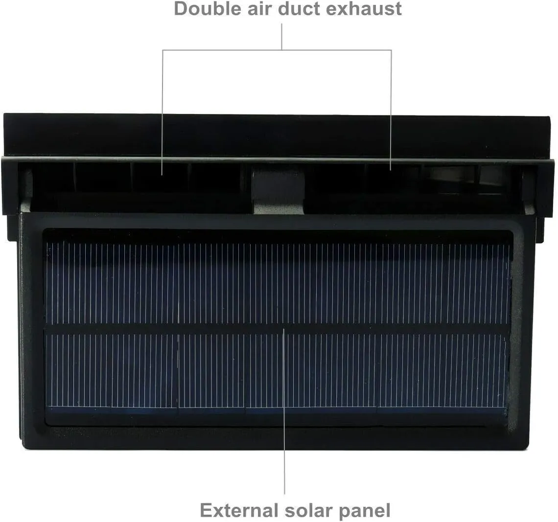 Solar Powered Car Exhaust Fan, Car Radiator Fan, Energy Saving Air Vent Radiator Air Purifiers 2W ABSBlack