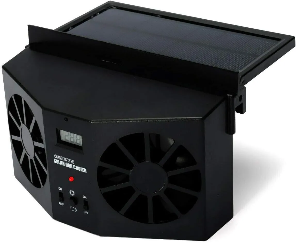 Solar Powered Car Exhaust Fan, Car Radiator Fan, Energy Saving Air Vent Radiator Air Purifiers 2W ABSBlack Solar-powered car fan for ventilation