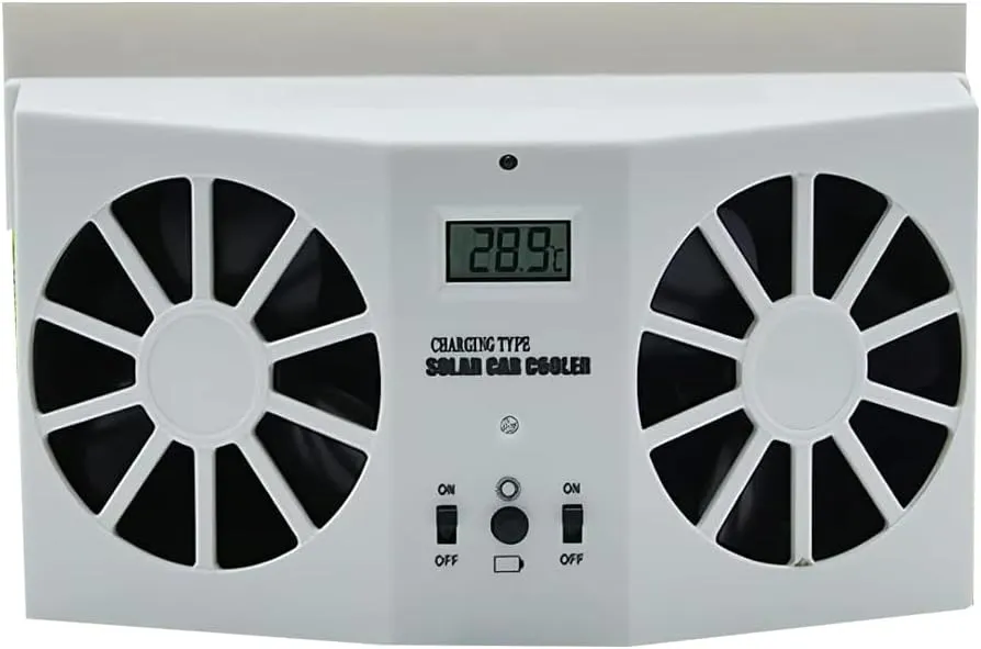 Solar Powered Car Exhaust Fan, Car Radiator Fan, Energy Saving Air Vent Radiator Air Purifiers 2W ABSWhite Solar-powered car fan for ventilation