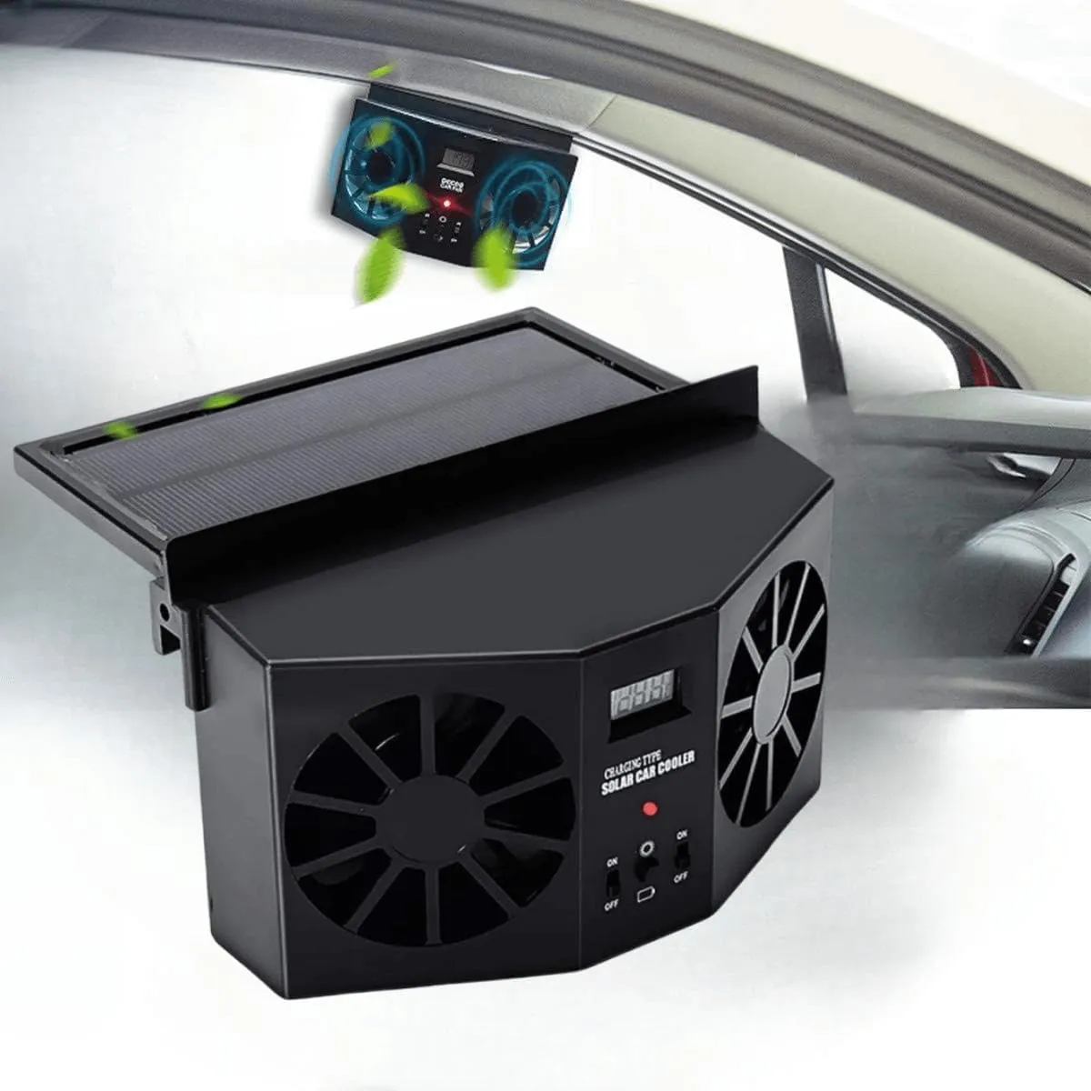 Solar Powered Car Fan, Window Exhaust, Air Vent Radiator, Energy Cooling for Car Backseat or Frontseat, Vehicle Ventilation Fan Solar-powered car fan for ventilation