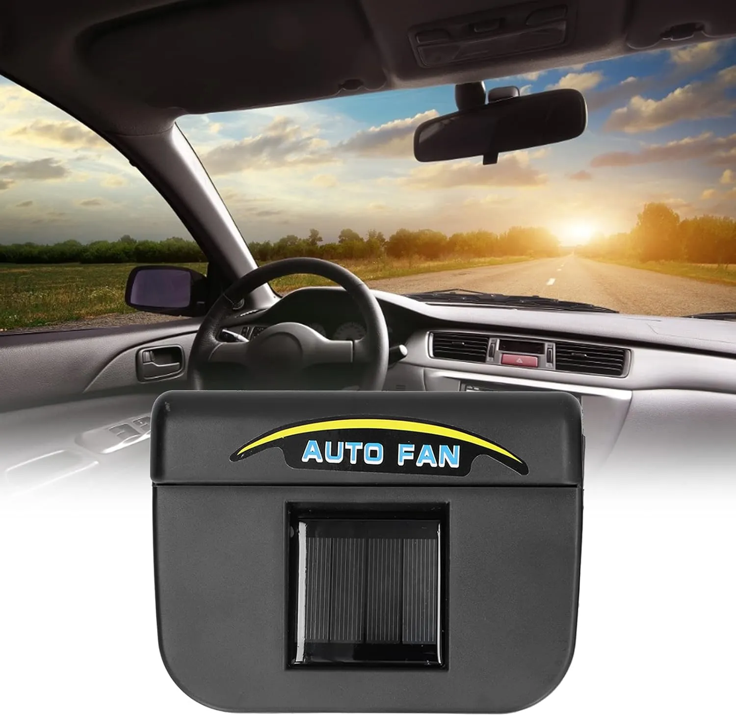 Solar Powered Car Ventilator Vehicle Exhaust Fan, Automobile Cool Fan Cooler Ventilation System Radiator for Car Windshield Air Circulation