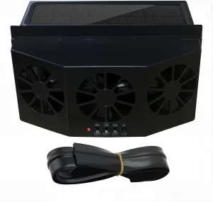 Solar Window Exhaust Fan for Home Kitchen RV, Waterproof Solar Powered Fan with Battery Backup, Ultra-Quiet Fan for Car Garage with No Wiring Needed (Black) Solar-powered car fan for ventilation