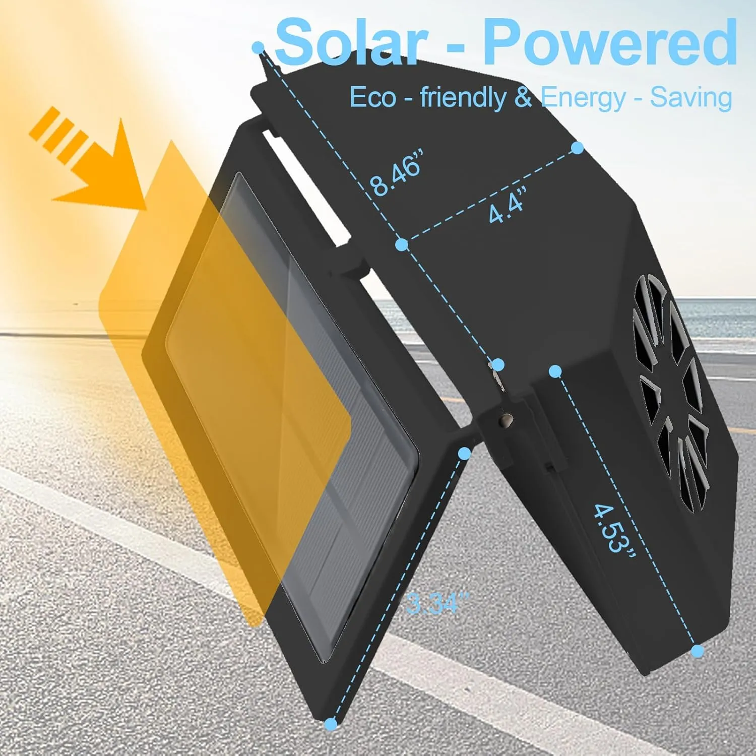 Solar Window Exhaust Fan for Home Kitchen RV, Waterproof Solar Powered Fan with Battery Backup, Ultra-Quiet Fan for Car Garage with No Wiring Needed (Black)