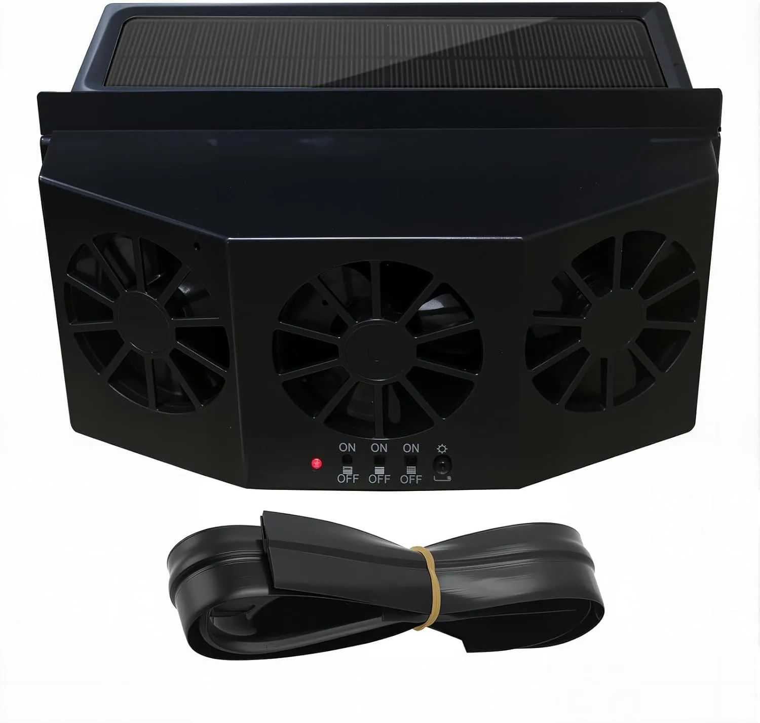 Solar Window Exhaust Fan for Home Kitchen RV, Waterproof Solar Powered Fan with Battery Backup, Ultra-Quiet Fan for Car Garage with No Wiring Needed (Black) Solar-powered car fan for ventilation