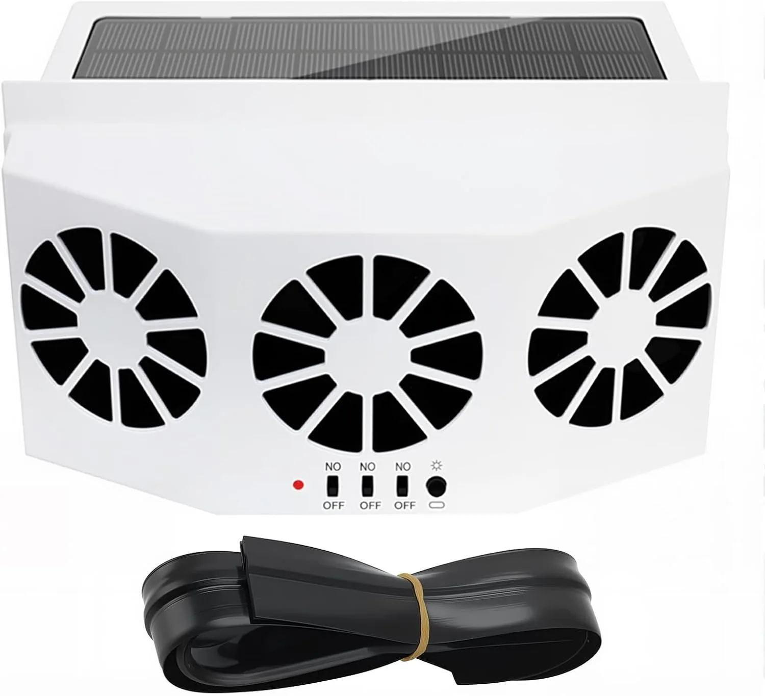 Solar Window Exhaust Fan for Home Kitchen RV, Waterproof Solar Powered Fan with Battery Backup, Ultra-Quiet Fan for Car Garage with No Wiring Needed (White) Solar-powered car fan for ventilation