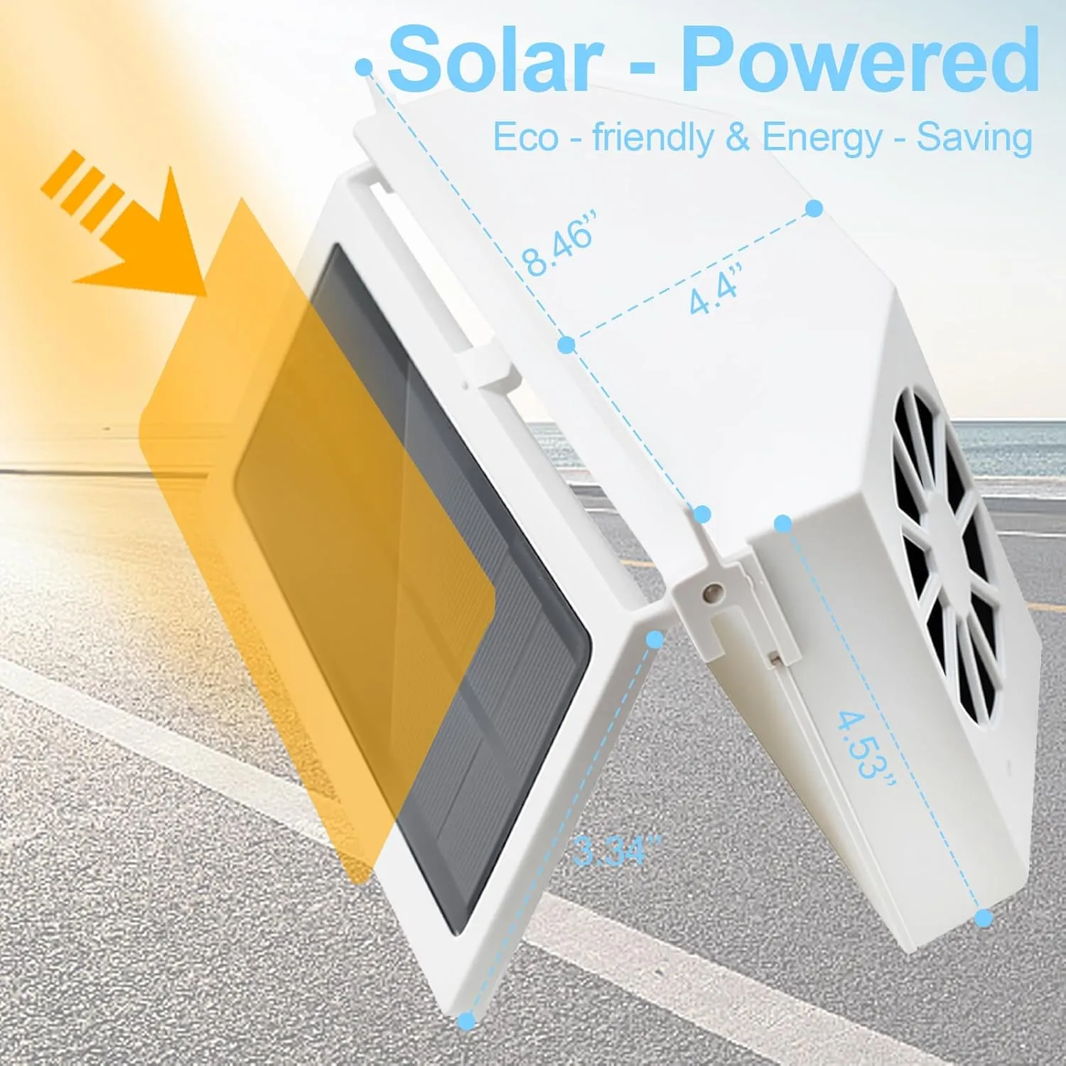 Solar Window Exhaust Fan for Home Kitchen RV, Waterproof Solar Powered Fan with Battery Backup, Ultra-Quiet Fan for Car Garage with No Wiring Needed (White)
