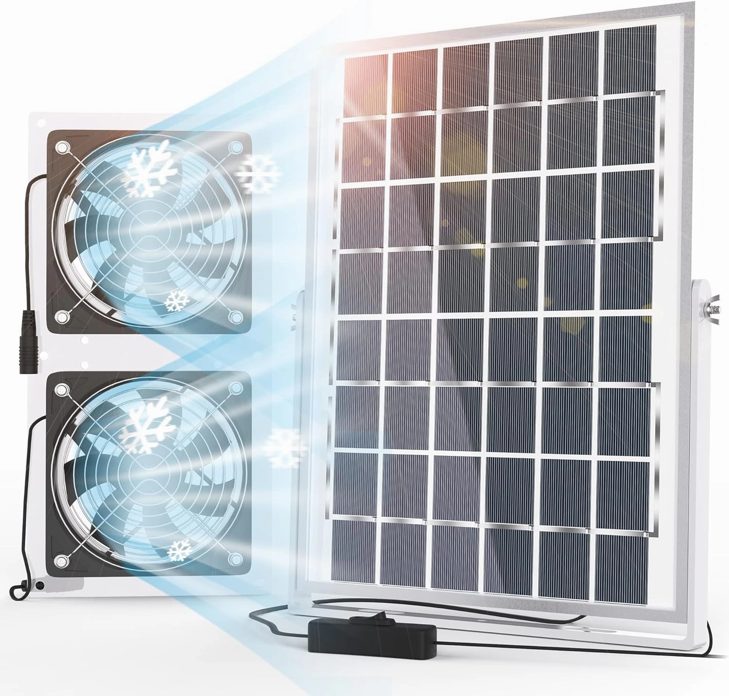 SOLPERK Solar Fan for Greenhouse, 10W Solar Powered Fan for Chicken Coop, Waterproof Solar Exhaust Fan for Shed with 11.8ft/3.6m Cable Solar-powered car fan for ventilation