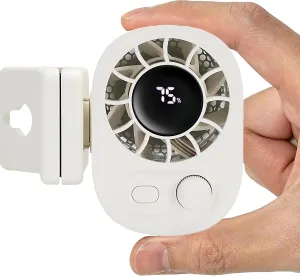 STONEBROOK Mini Waist Clip-on Fan, 100 Speeds, LED Display, Rechargeable Personal Fan, 360 Rotation, Strong Clip, Hands-Free Cooling for Travel, Work, Stroller, Camping (White) 360-degree rotating fan for home use