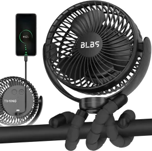 Stroller Fan - 65Hrs 12600mAh Rechargeable, Timing Car Seat, Portable Clip On Battery Operated for Baby, Peloton, Treadmill, Golf Cart, Beach, Bed, Dog Battery-powered portable fan