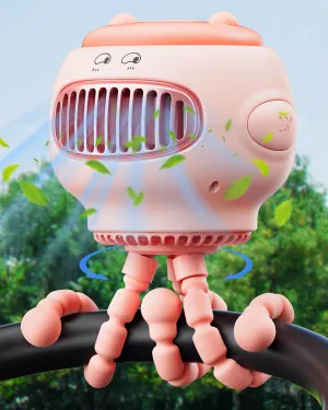 Stroller Fan, Baby Fan with 130 Auto Oscillating, 4000mAh Battery Operated Mini Portable Fan with Digital Display, 4 Speeds Flexible Tripod Clip On Fan for Car Seat Crib Pink Rear-mounted fan for childrens safety