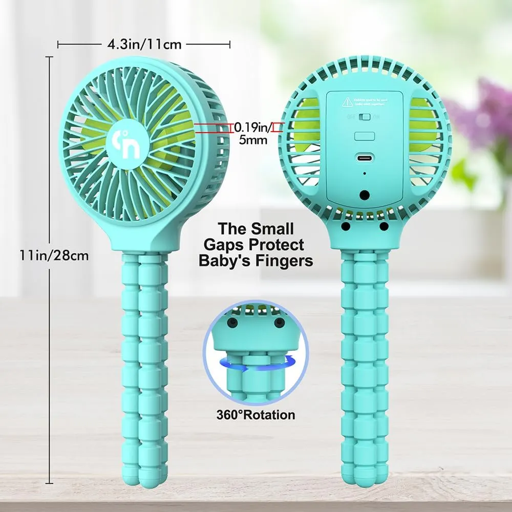 Stroller Fan Clip - Battery Operated Portable 360 Rotate Car Seat Fan, USB Rechargeable for Crib, Treadmill, Travel