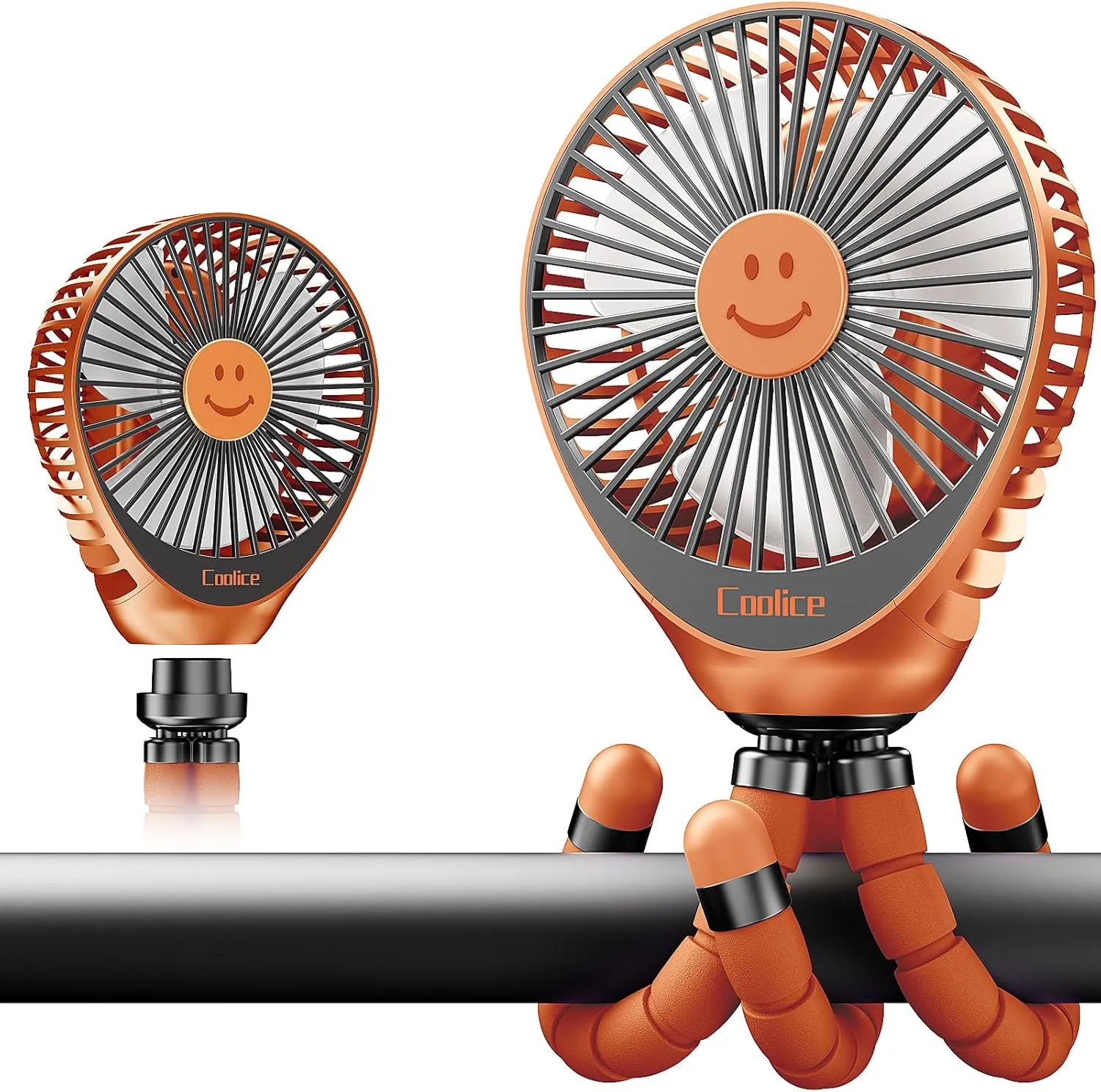 Stroller Fan Clip on for Baby, 30Hrs Removable Fan for Strollers and Car Seat, 3 Speeds Baby Stroller Fans, Rechargeable Portable Fans for Strollers with Flexible Tripod for Camping, Beach and Hiking Octopus-shaped decorative fan