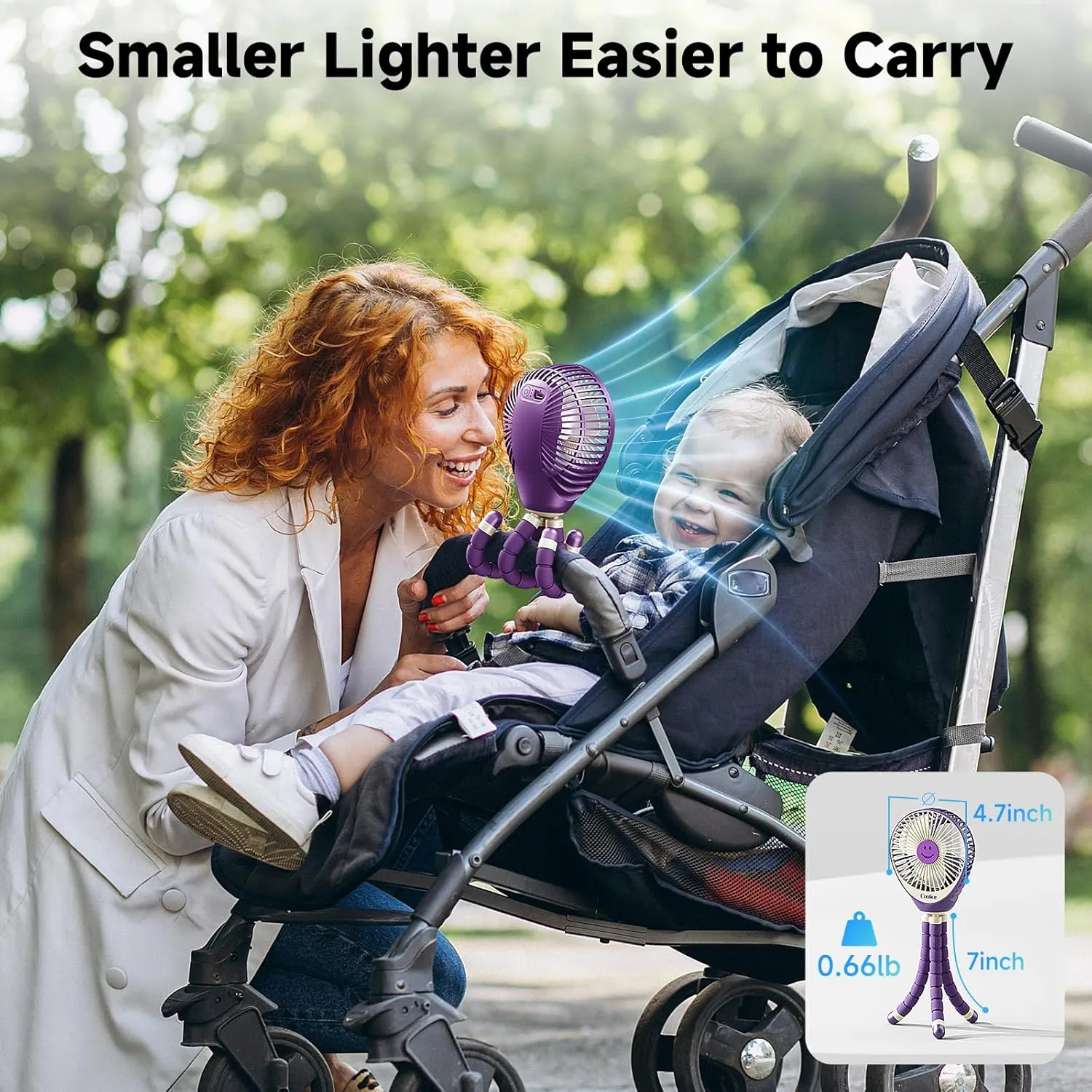 Stroller Fan Clip on for Baby, 30Hrs Removable Fan for Strollers and Car Seat, 3 Speeds Baby Stroller Fans, Rechargeable Portable Fans for Strollers with Flexible Tripod for Hiking, Beach and Camping