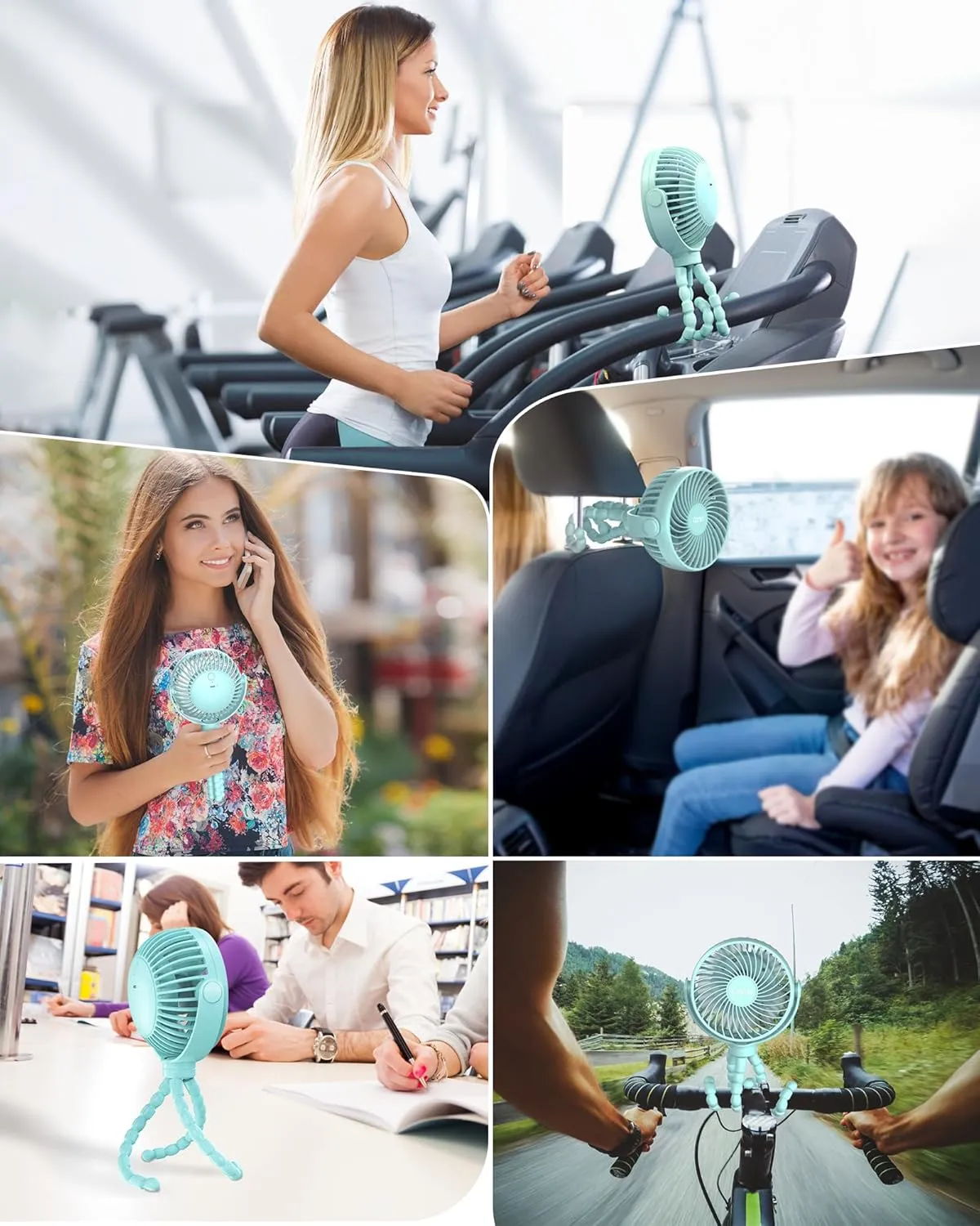 Stroller Fan Clip on for Baby, 4000mAh Rechargeable Battery Operated, Flexible Tripod, 3 Wind Speed, 360 Rotatable, Small Cooling Portable Fan for Car Seat Crib Bike Travel Beach, Blue