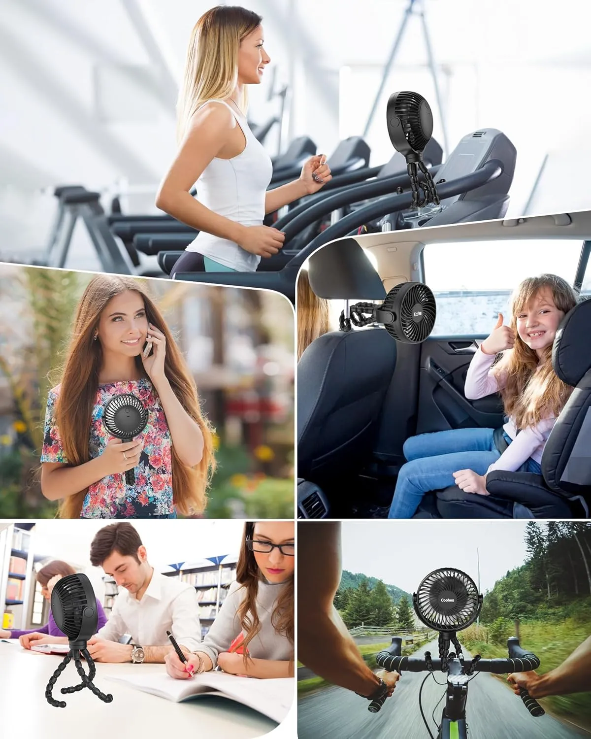 Stroller Fan Clip on for Baby, 4000mAh Rechargeable Battery Operated, Flexible Tripod, 3 Wind Speed, 360 Rotatable, Small Cooling Portable Fan for Car Seat Crib Golf Cart Bike Treadmill, Black