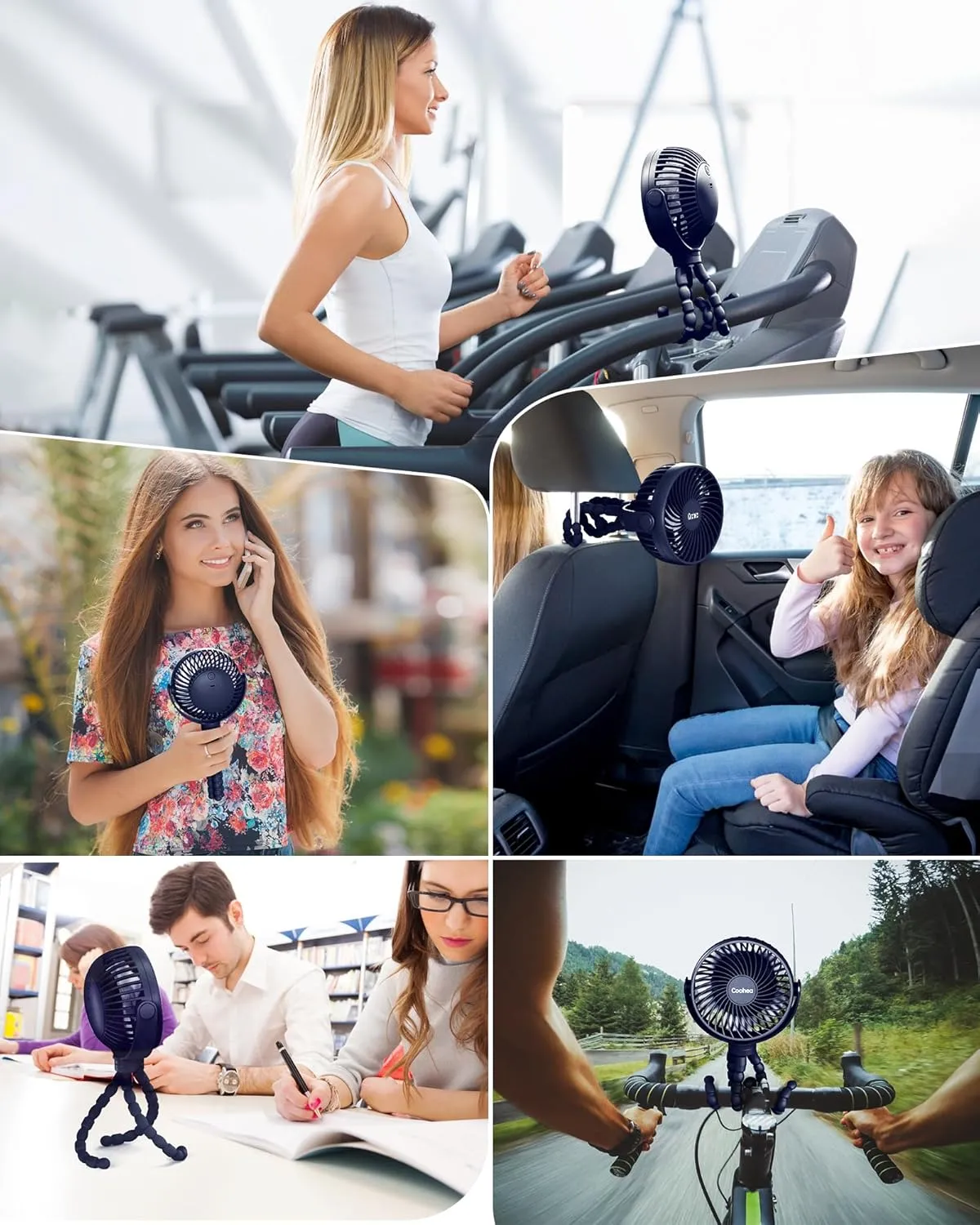 Stroller Fan Clip on for Baby, 4000mAh Rechargeable Battery Operated, Flexible Tripod, 3 Wind Speed, 360 Rotatable, Small Cooling Portable Fan for Car Seat Crib Golf Cart Treadmill, Navy Blue