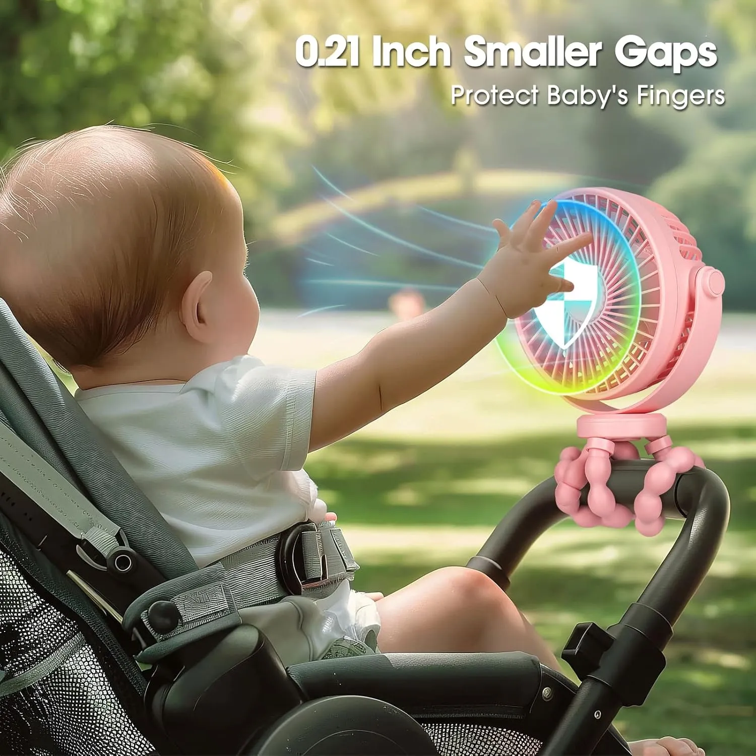 Stroller Fan, Portable Fan 20H Battery Operated Small Clip on Fan 360 Rotate Flexible Tripod 4000mAh Baby Fan Handheld USB Desk Cooling Fan for Bedroom Car Seat Crib Treadmill Travel Camping IN pink