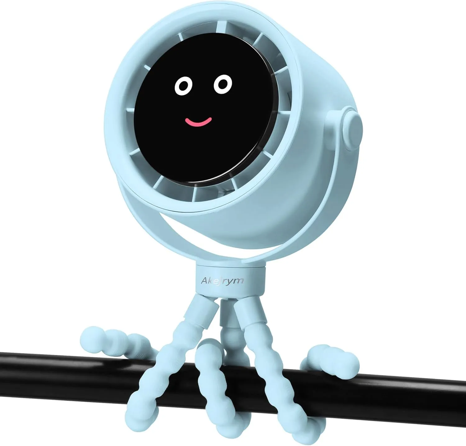 Stroller Fan Portable, Personal Fan for Travel, Air Turbo Tech & Digital display, Detachable 5 Speeds Rechargeable 360 Rotate Flexible Tripod Fan, For Home Office Stroller Camping - Blue 360-degree rotating fan for home use