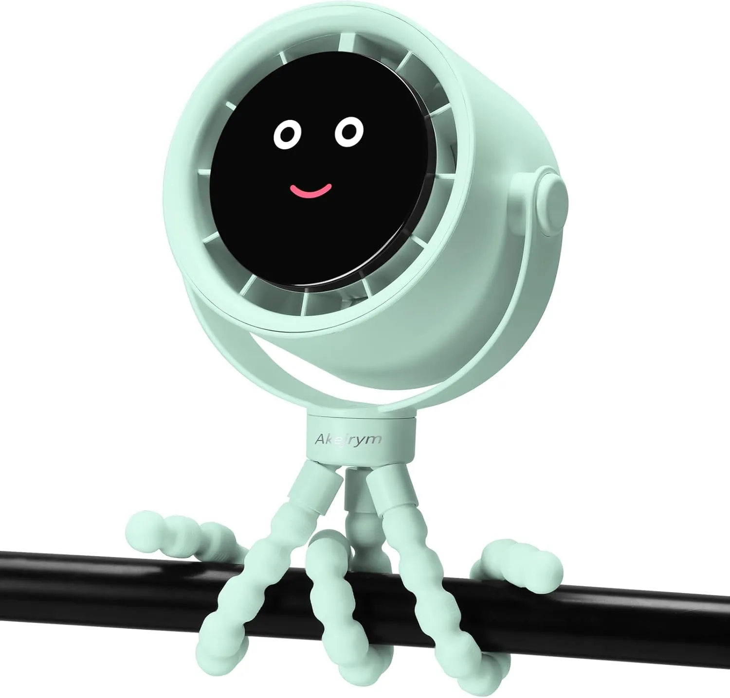 Stroller Fan Portable, Personal Fan for Travel, Air Turbo Tech & Digital display, Detachable 5 Speeds Rechargeable 360 Rotate Flexible Tripod Fan, For Home Office Stroller Camping - Green 360-degree rotating fan for home use
