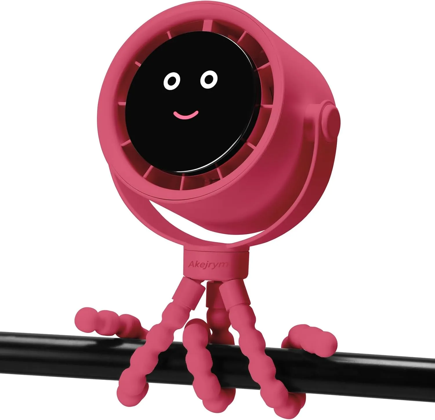 Stroller Fan Portable, Personal Fan for Travel, Air Turbo Tech & Digital display, Detachable 5 Speeds Rechargeable 360 Rotate Flexible Tripod, For Home Office Stroller Camping - Red Octopus-shaped decorative fan