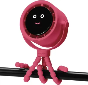Stroller Fan Portable, Personal Fan for Travel, Air Turbo Tech & Digital display, Detachable 5 Speeds Rechargeable 360 Rotate Flexible Tripod, For Home Office Stroller Camping - Red Octopus-shaped decorative fan