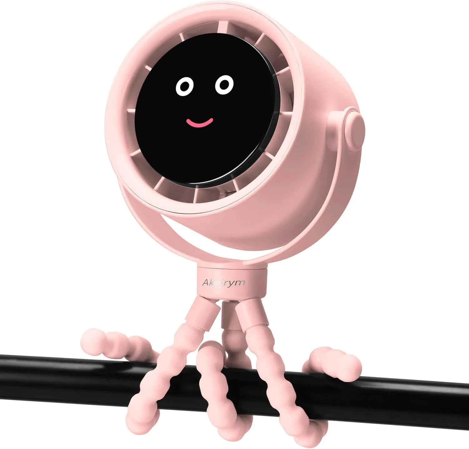 Stroller Fan Portable, Personal Fan for Travel, Air Turbo Tech & Digital display, Detachable 5 Speeds Rechargeable 360 Rotate Flexible Tripod, For Home Office Stroller (Pink) 360-degree rotating fan for home use
