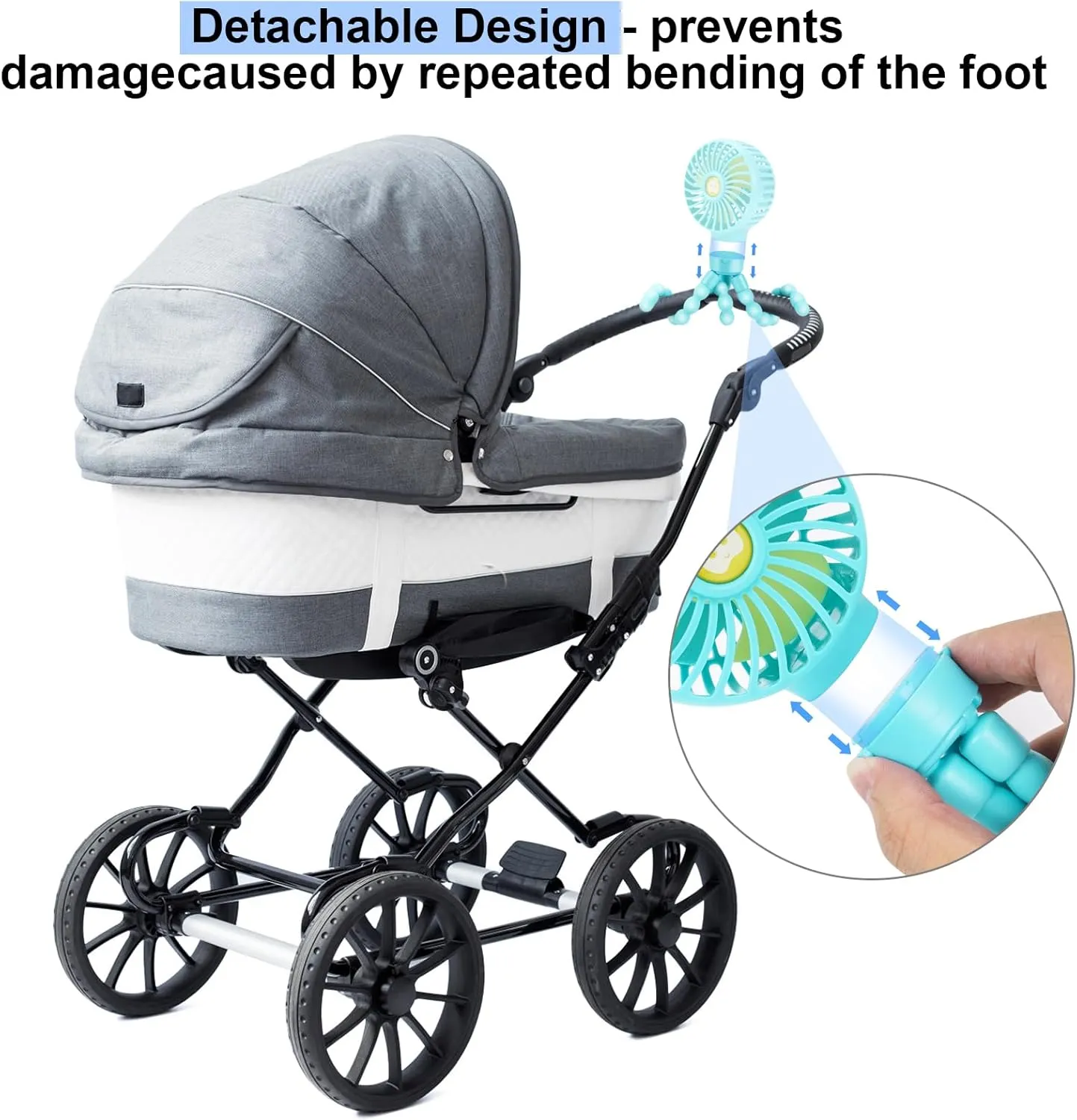 Stroller Fan Portable Personal Mini Handheld Clip-on with Flexible Tripod Desk USB Pram Fan, for Baby Stroller, Car Seat, Crib, Bike, Treadmill, Outdoor Camping, Office and Desktop