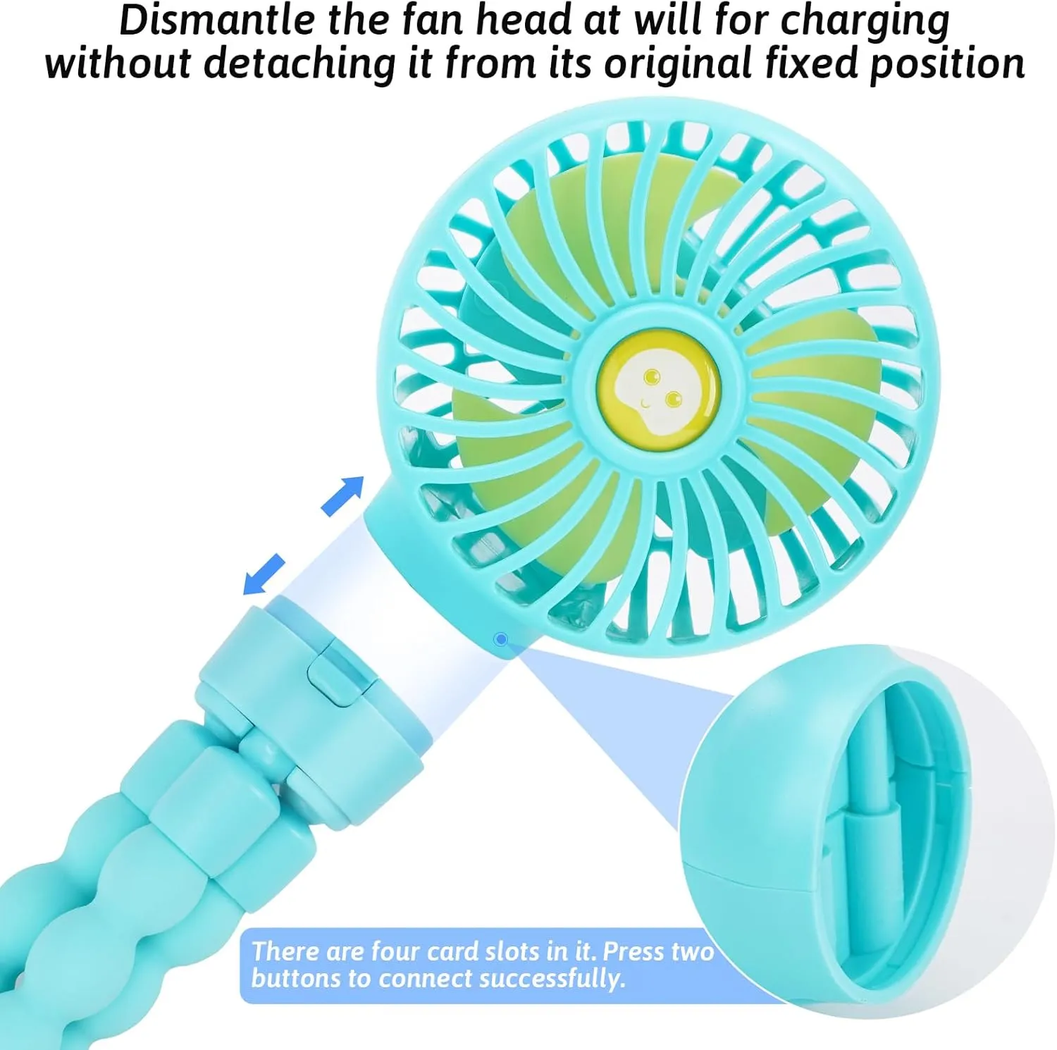 Stroller Fan Portable Personal Mini Handheld Clip-on with Flexible Tripod Desk USB Pram Fan, for Baby Stroller, Car Seat, Crib, Bike, Treadmill, Outdoor Camping, Office and Desktop