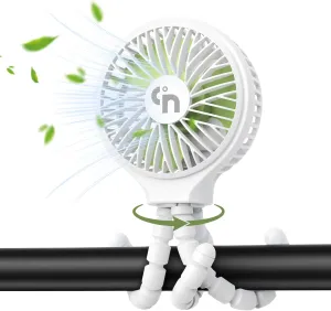 Stroller Fan Rechargeable, Battery Operated Clip On Portable 360 Rotate Baby Car Seat USB Handheld Cooling Fan for Crib Treadmill Travel 360-degree rotating fan for home use