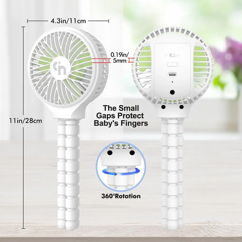 Stroller Fan Rechargeable, Battery Operated Clip On Portable 360 Rotate Baby Car Seat USB Handheld Cooling Fan for Crib Treadmill Travel
