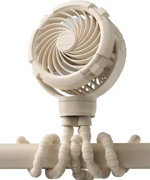 Stroller Fan, Rechargeable with TYPE-C Port, 4000mAh, 360 Rotatable, 3-Speed, Flexible Tripod, Clip Anywhere for Baby's Comfort - Durable and Easy to Clean,Beige 360-degree rotating fan for home use