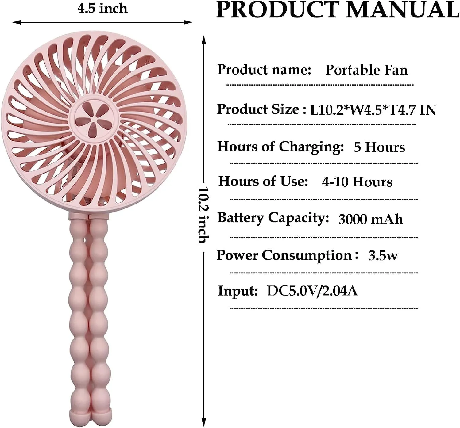 Stroller Fan,Portable Fan for Stroller,Battery Operated Mini Personal Fan, Handheld Fan Clip On For Baby with Flexible Tripod,3 Speed USB Rechargeable Baby Fan for Stroller,Car Seat,Desk - Pink