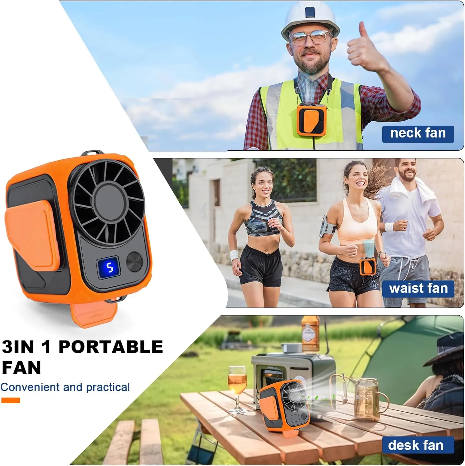 Stronger Airflow Portable Waist Fan Rechargeable 10000 mAh, 5 Speeds Max 18H Cooling, Battery Powered Personal Wearable Clip on Belt Shirt Fans, Neck Fan,Small Desk Fan for Outdoor Work,Travel
