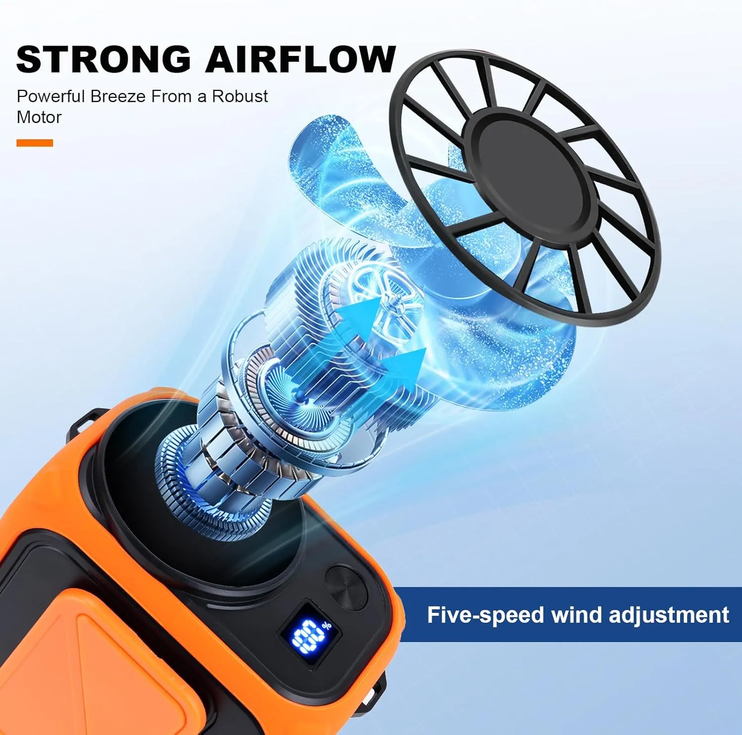 Stronger Airflow Portable Waist Fan Rechargeable 10000 mAh, 5 Speeds Max 18H Cooling, Battery Powered Personal Wearable Clip on Belt Shirt Fans, Neck Fan,Small Desk Fan for Outdoor Work,Travel